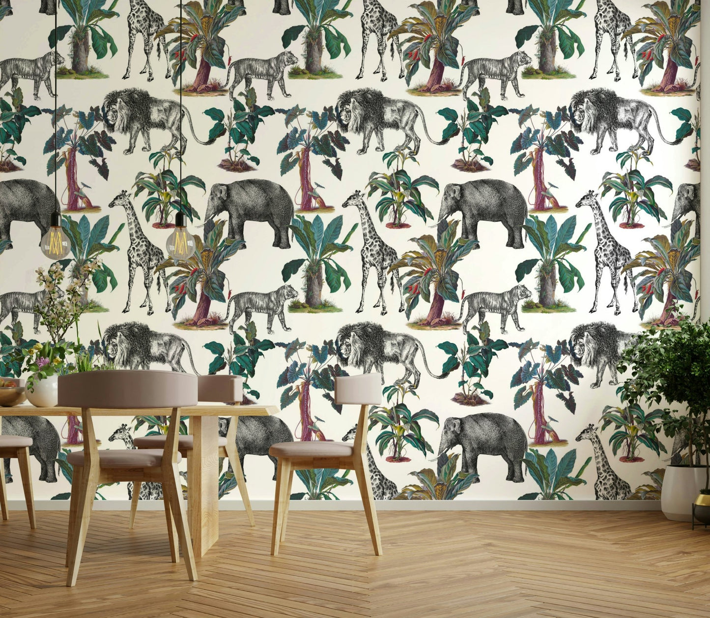 Nature-inspired Silva Wallpaper in earthy green and gray, GD2182