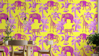 Accent wall covered with Silva Wallpaper’s leafy design

