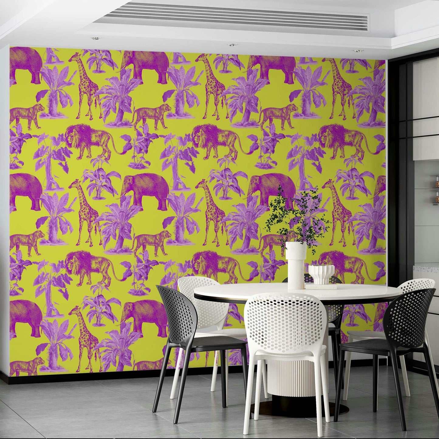 Silva Wallpaper paired with earthy-toned furniture

