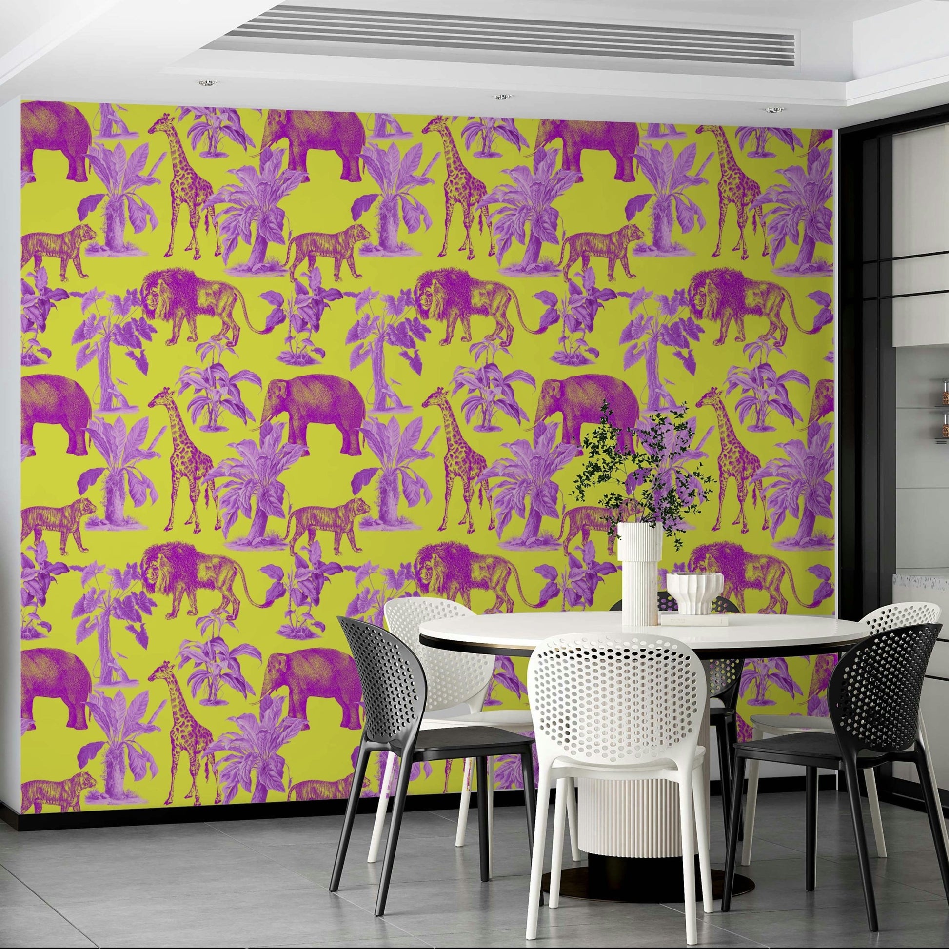Silva Wallpaper paired with earthy-toned furniture

