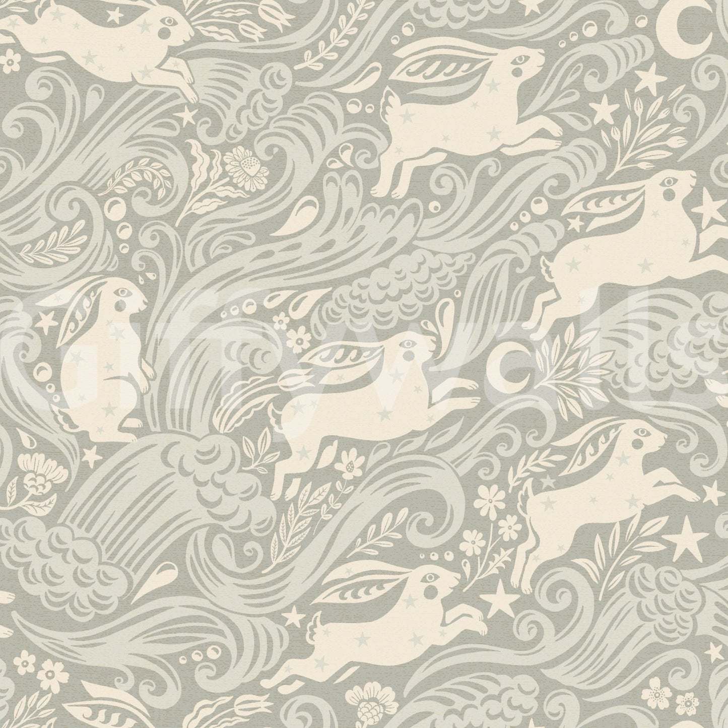 Bunny and cloud celestial wallpaper design