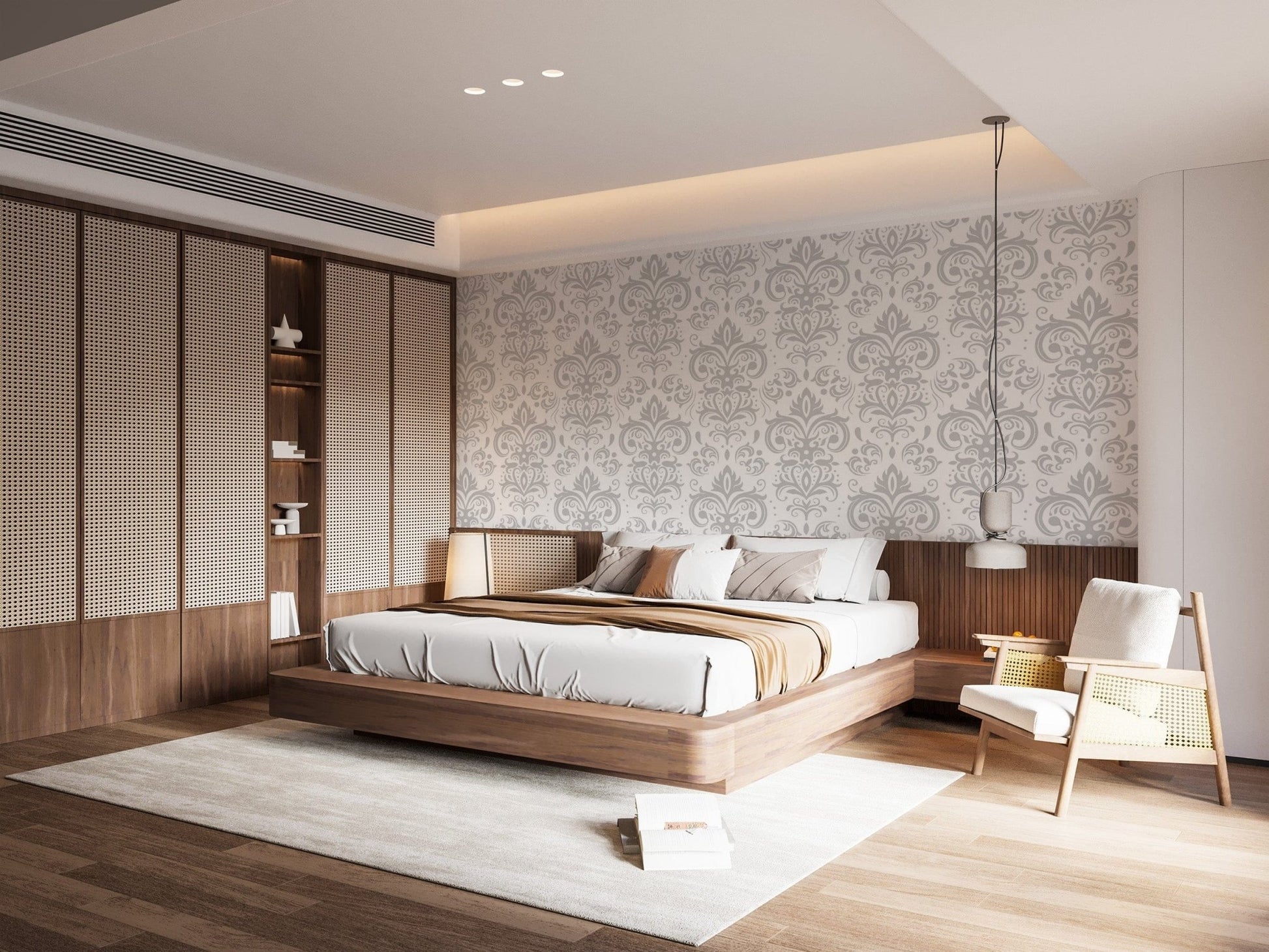 Sophisticated Silver Damask Wallpaper for Walls damask-18