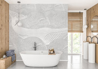 Silver whale kids wallpaper mural for walls