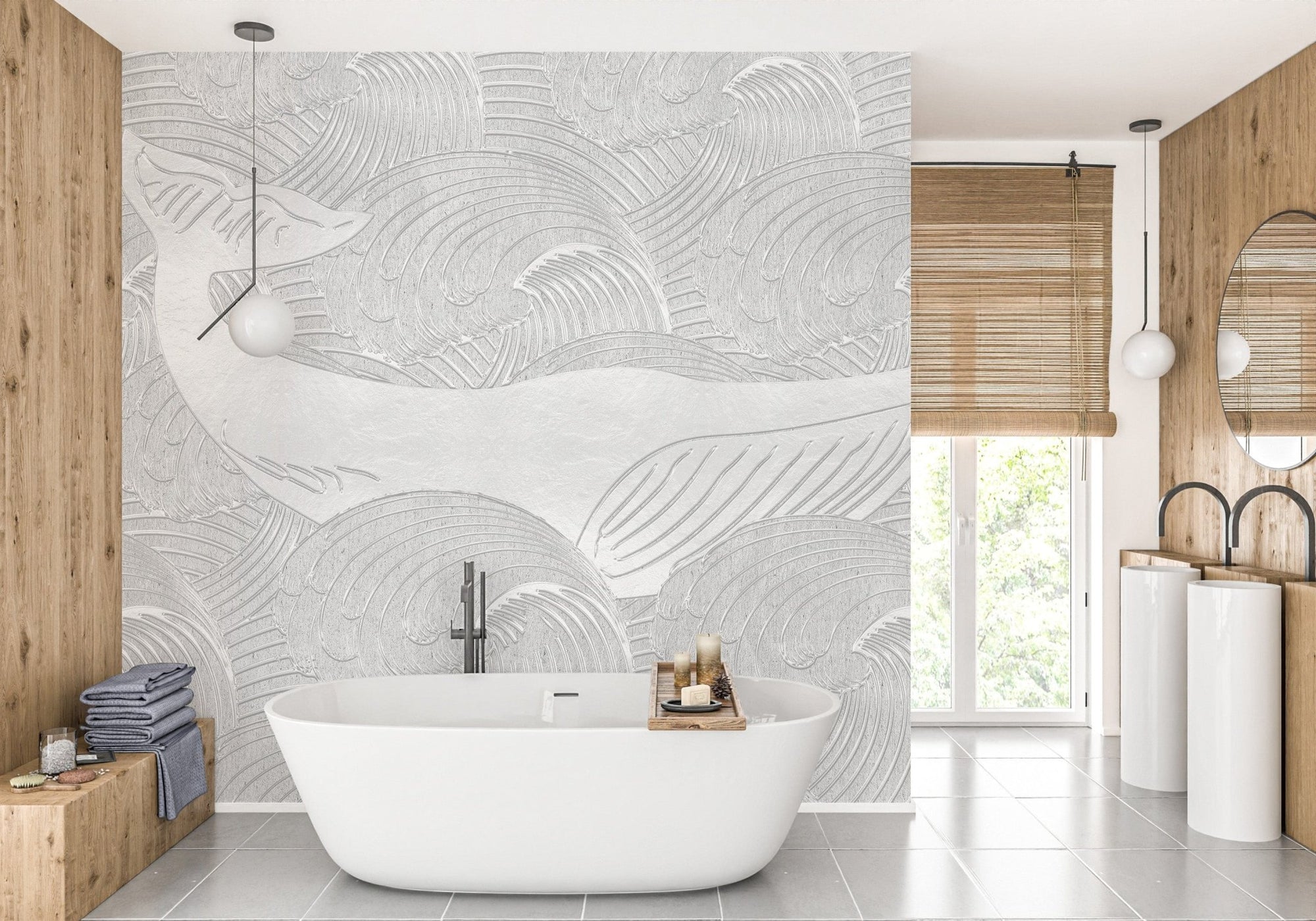 Silver whale kids wallpaper mural for walls A198