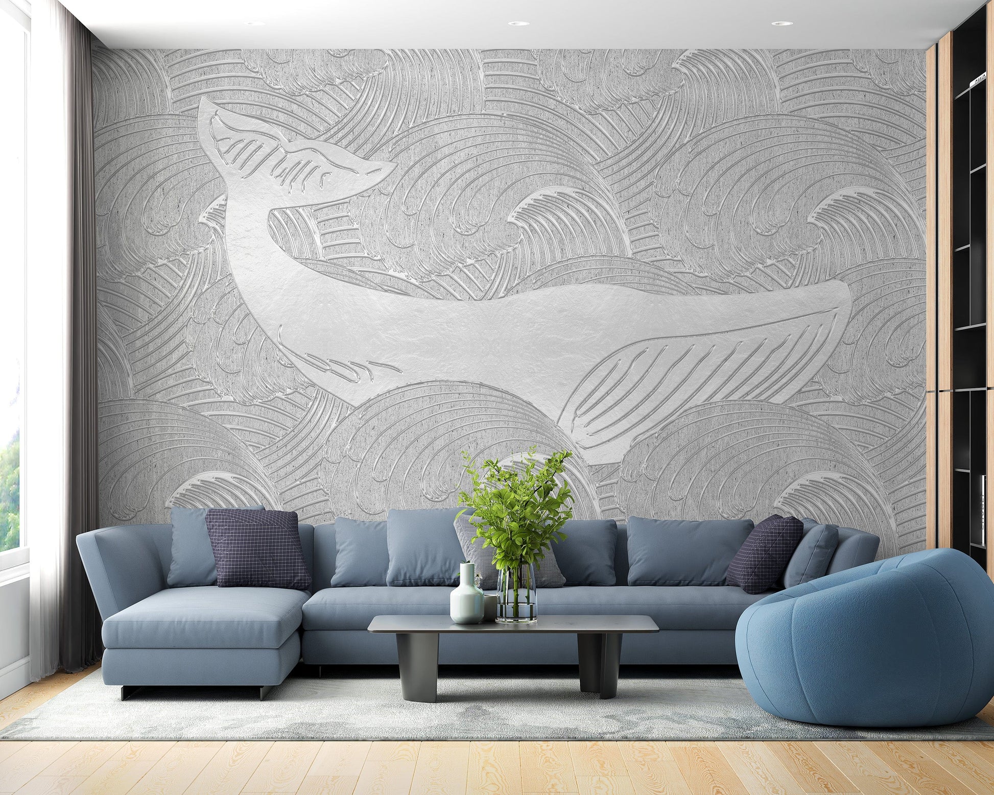 Charming whale wallpaper for kids' bedrooms
