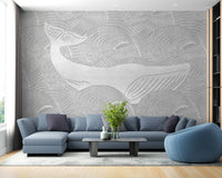 Charming whale wallpaper for kids' bedrooms
