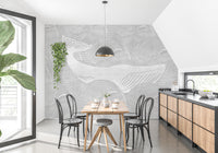 Playful whale-themed wallpaper for children
