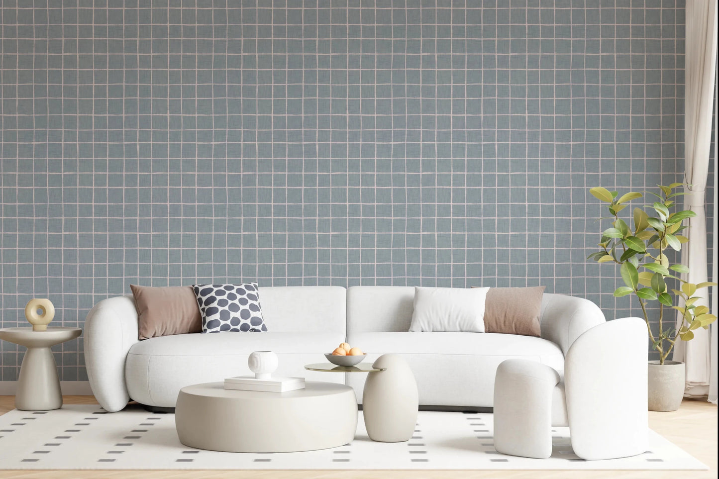 Airy blue-grey textured wallpaper