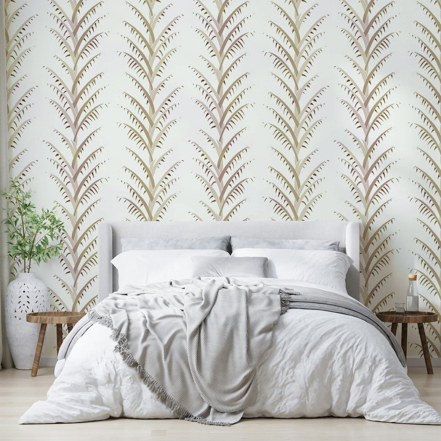 Simple Pearl Palm Leaves  Wallpaper⁠