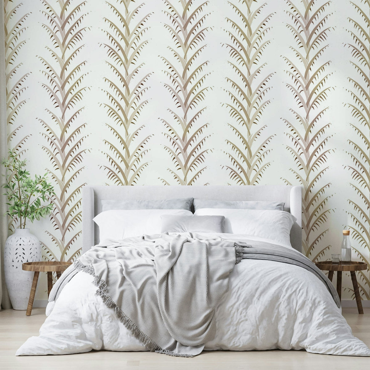 Simple Pearl Palm Leaves  Wallpaper⁠  GD4001