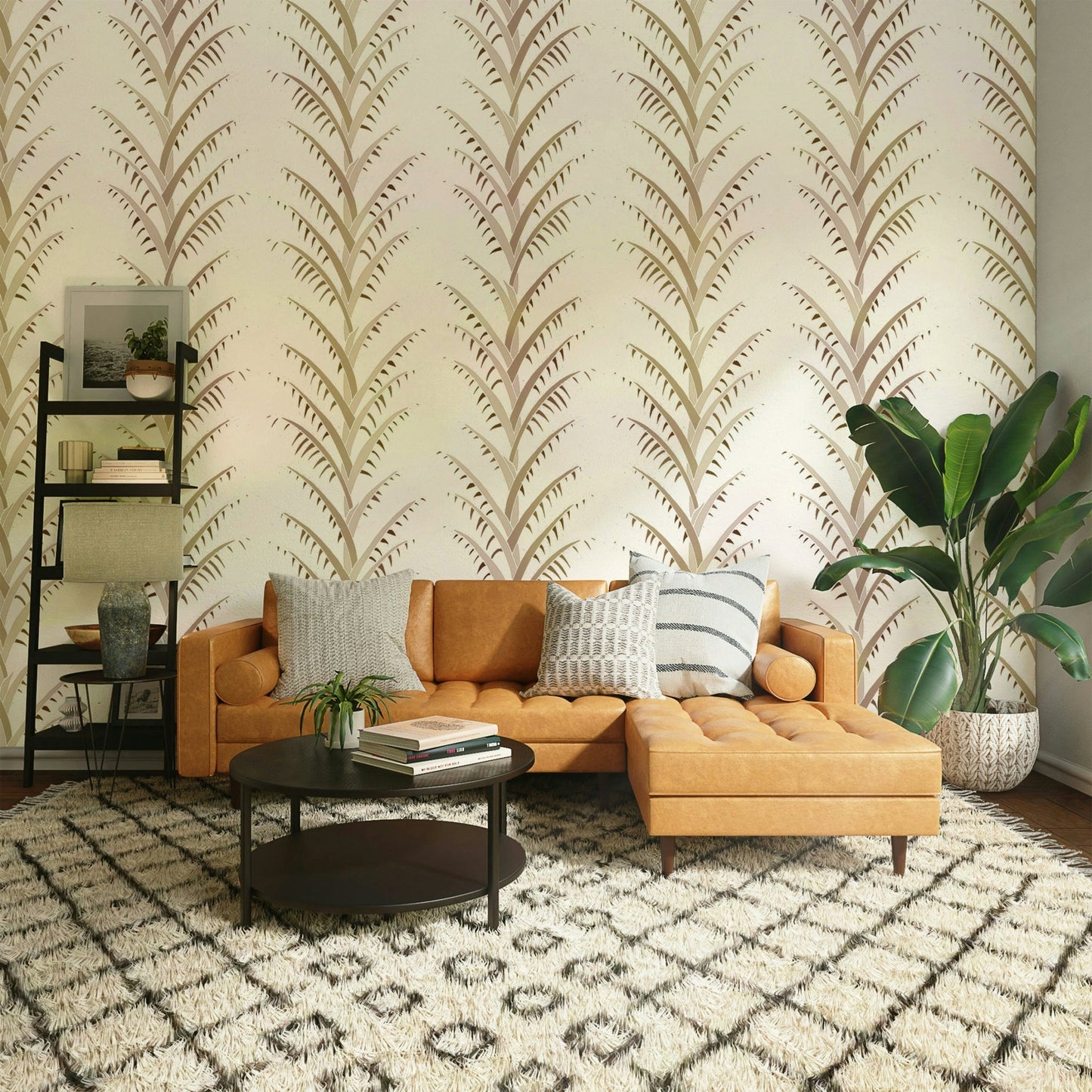 Simple Pearl Palm Leaves  Wallpaper⁠