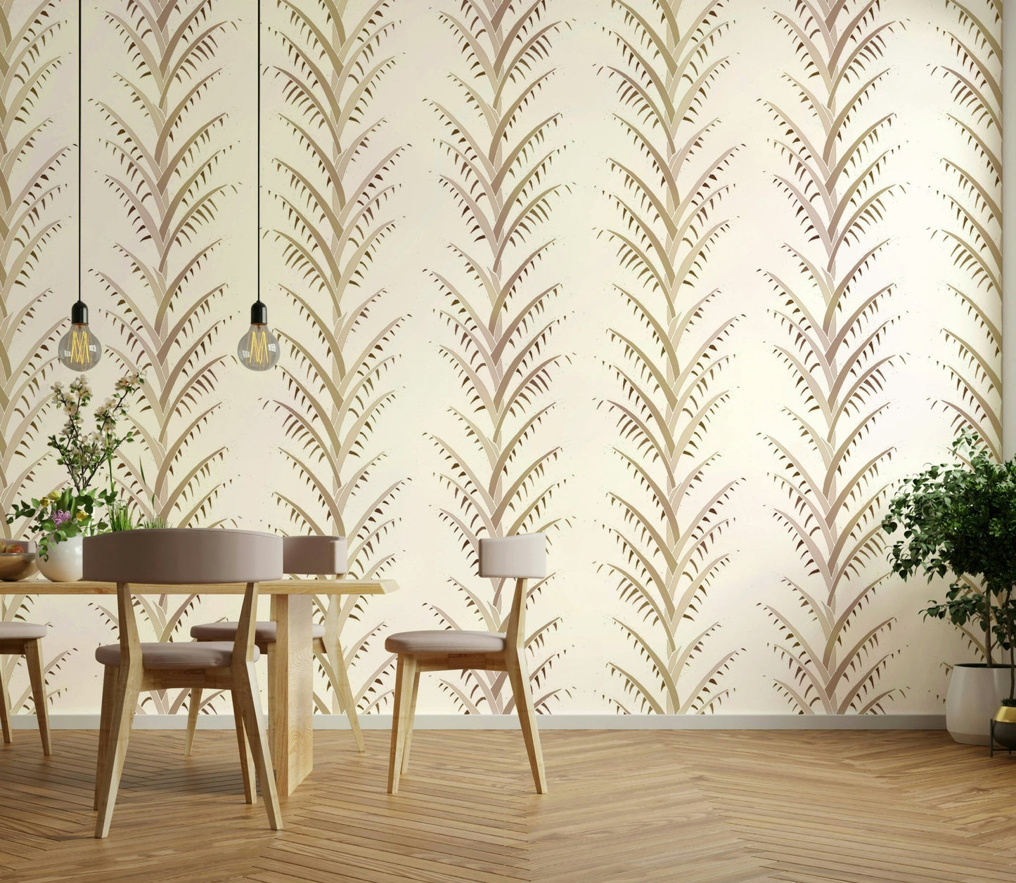 Simple Pearl Palm Leaves  Wallpaper⁠