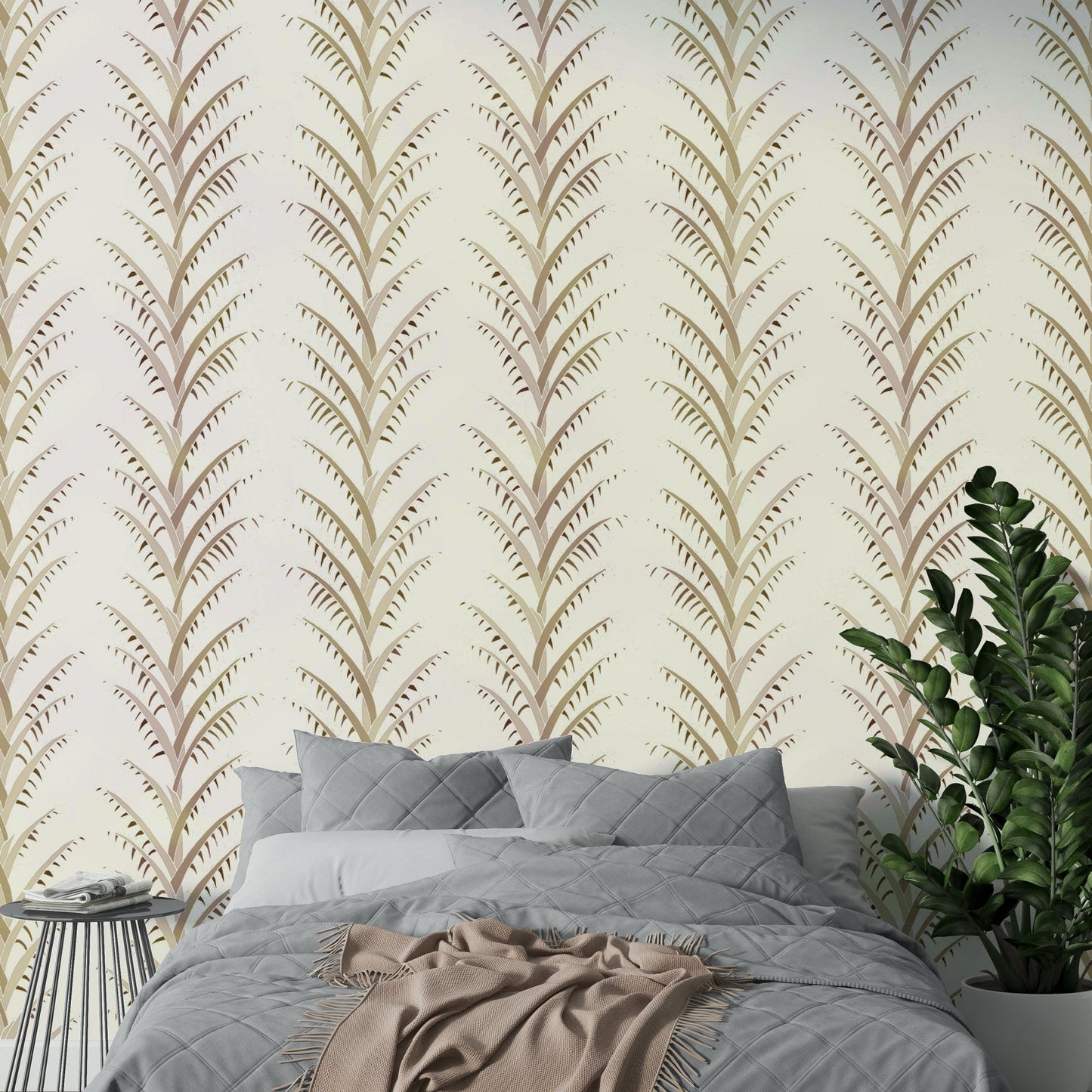 Simple Pearl Palm Leaves  Wallpaper⁠