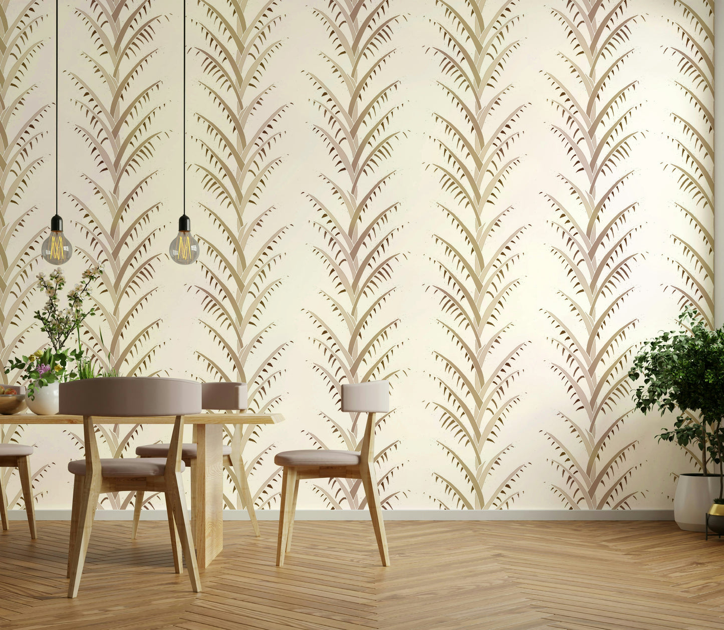 Simple Pearl Palm Leaves  Wallpaper⁠