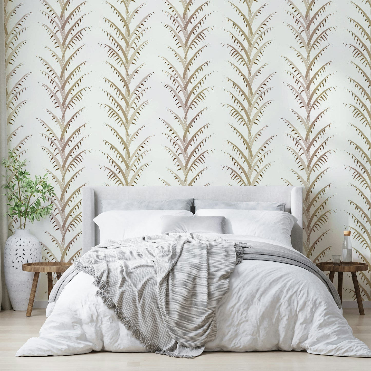 Simple Pearl Palm Leaves  Wallpaper⁠
