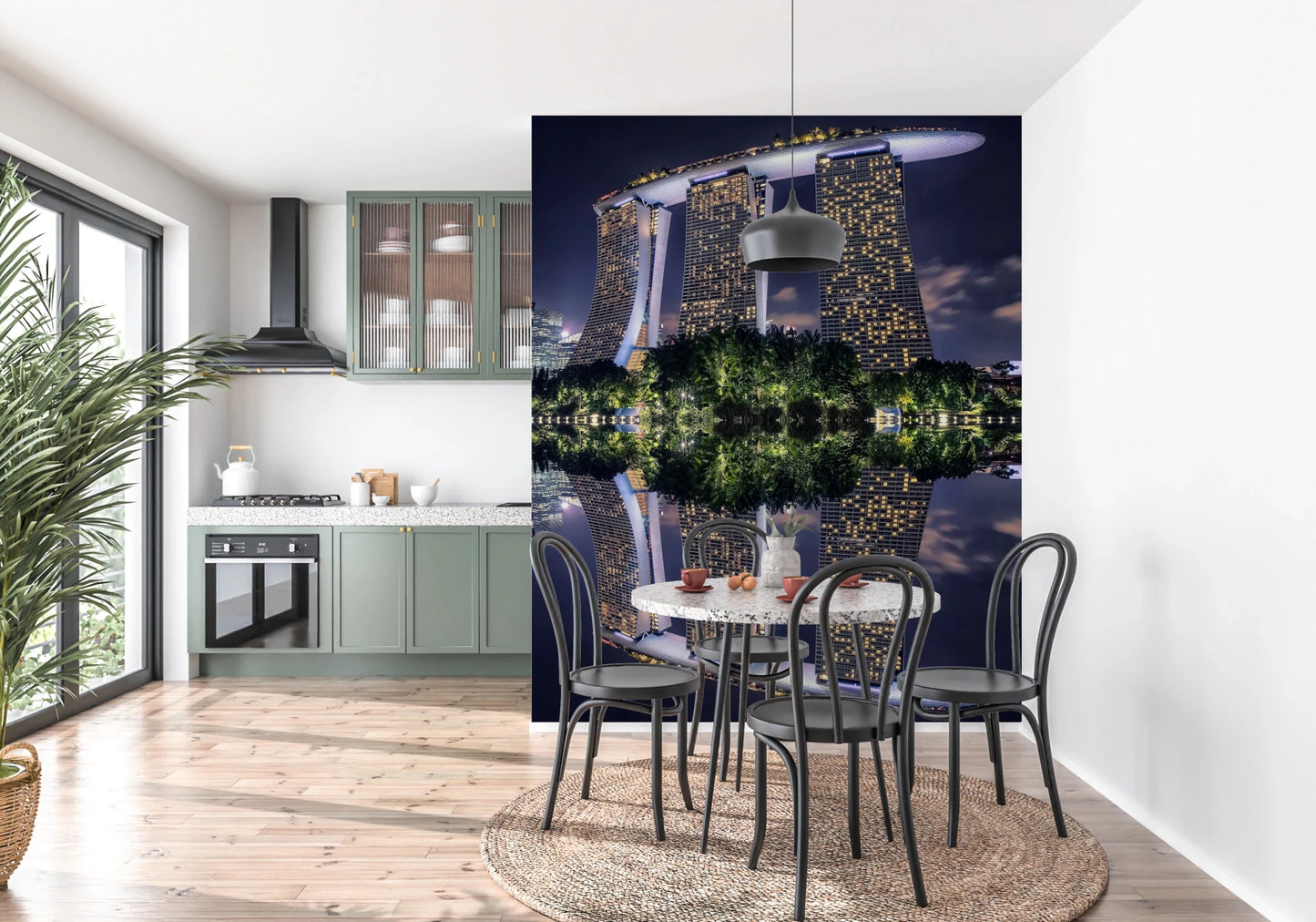 Large scale architecture wallpaper for an office feature wall.