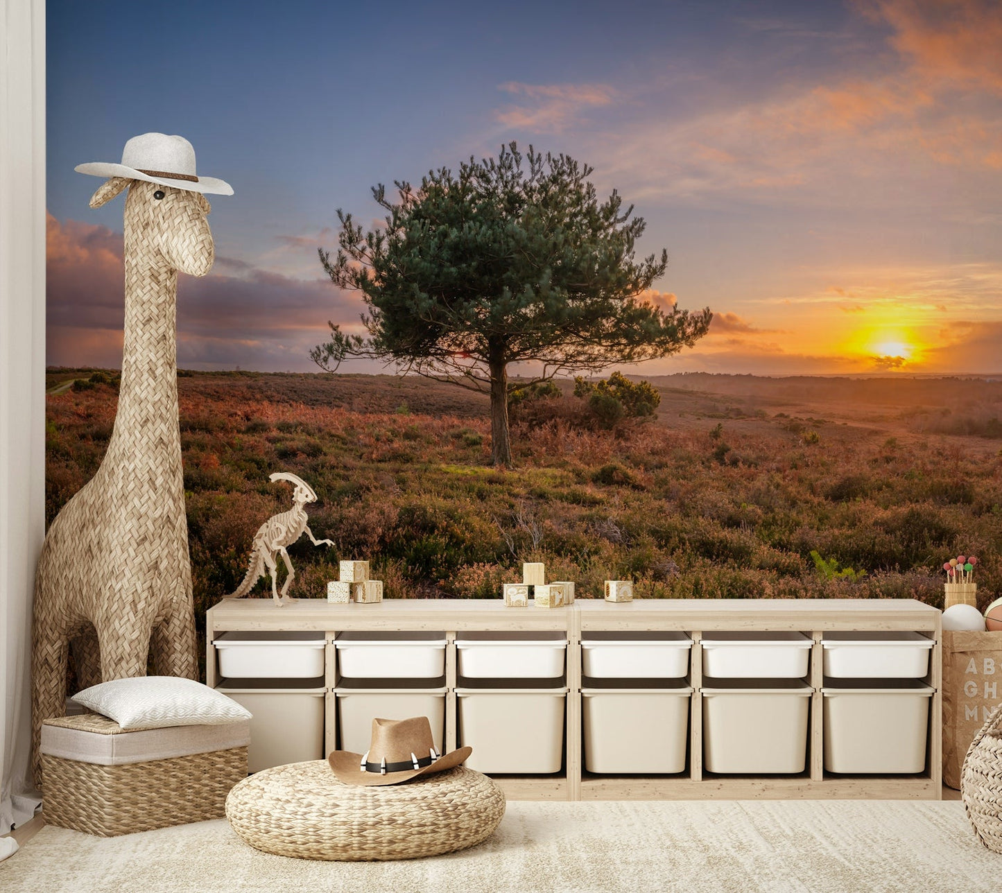 A contemplative golden light wallpaper mural for a feature wall., GD4633