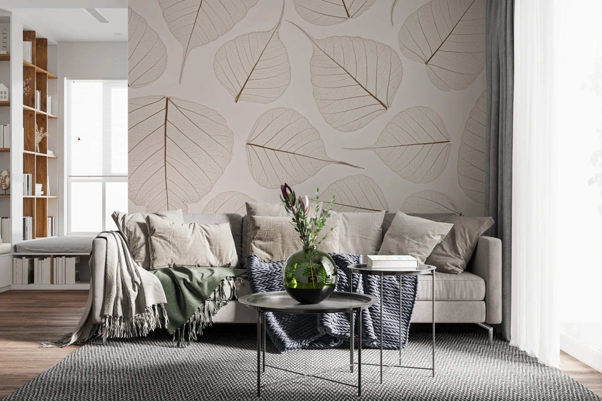 Minimal botanical style in Skeletal Leaves wall mural