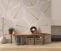 Airy foliage detail in Skeletal Leaves wall mural tone