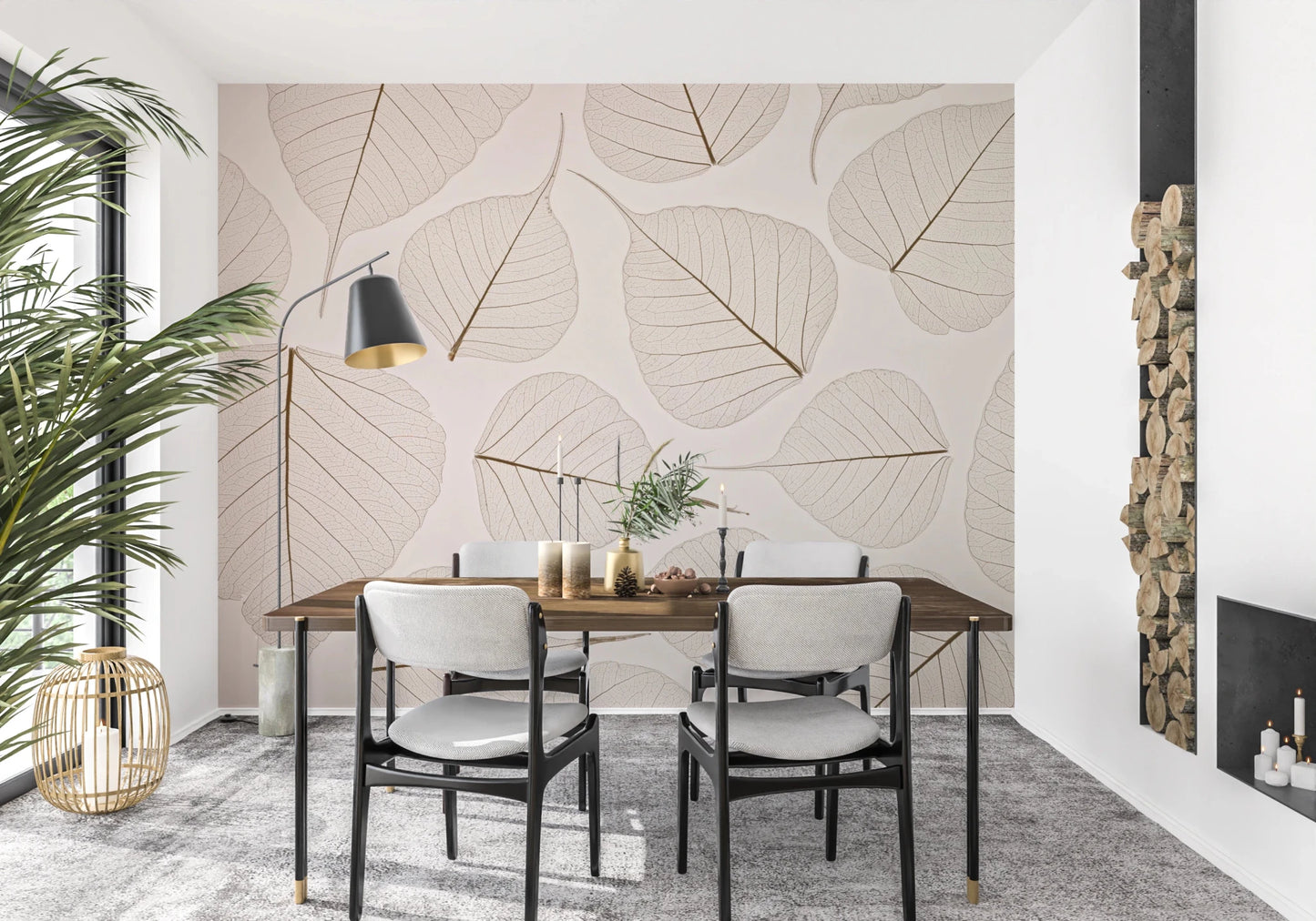 Fine leaf veins define Skeletal Leaves wall mural scene