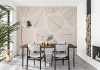Fine leaf veins define Skeletal Leaves wall mural scene
