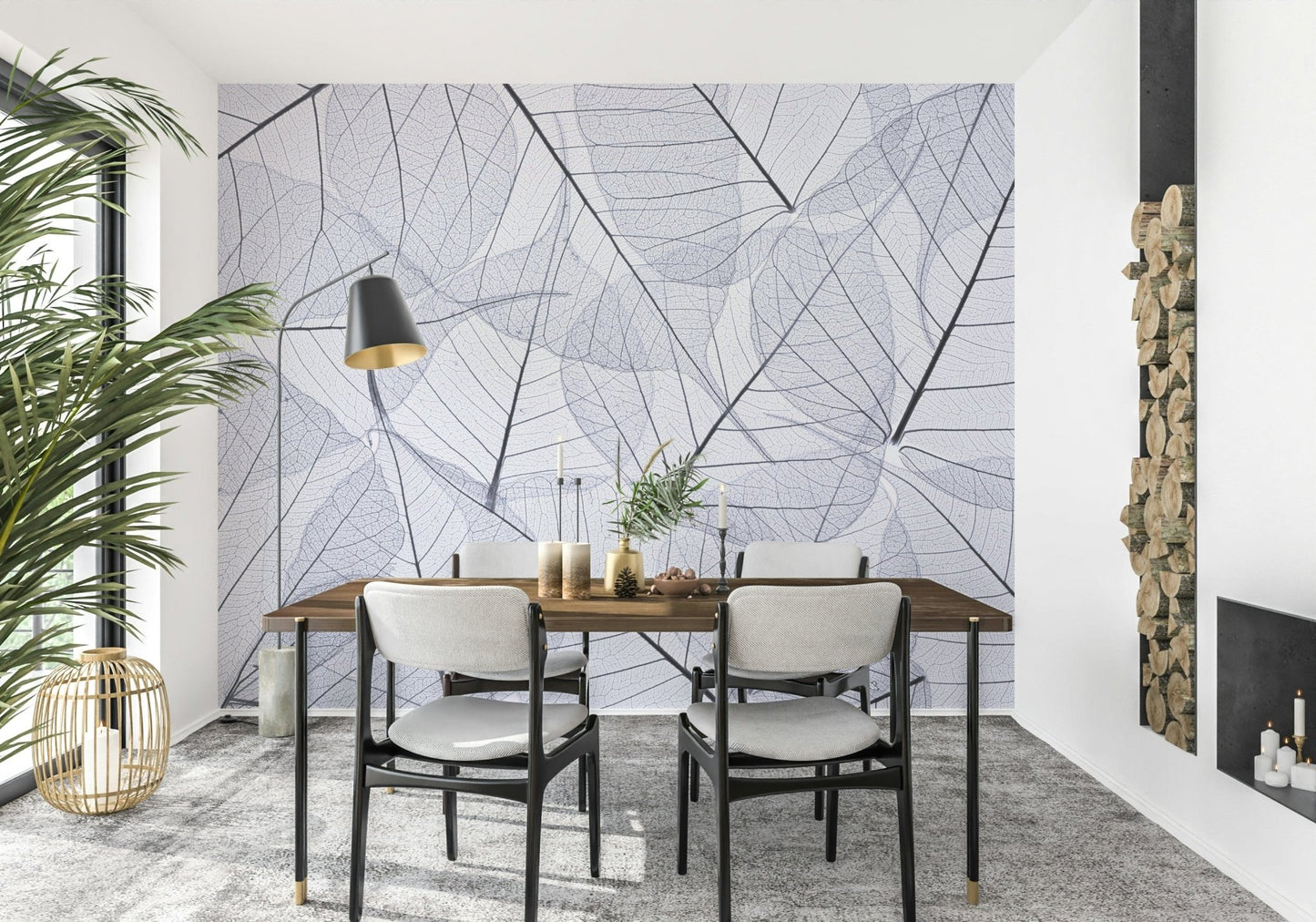 Artistic transparent foliage Skeleton Leaves home accent wall mural