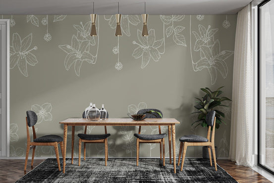 Sketch Garden Elegance Wallpaper Mural for walls B829