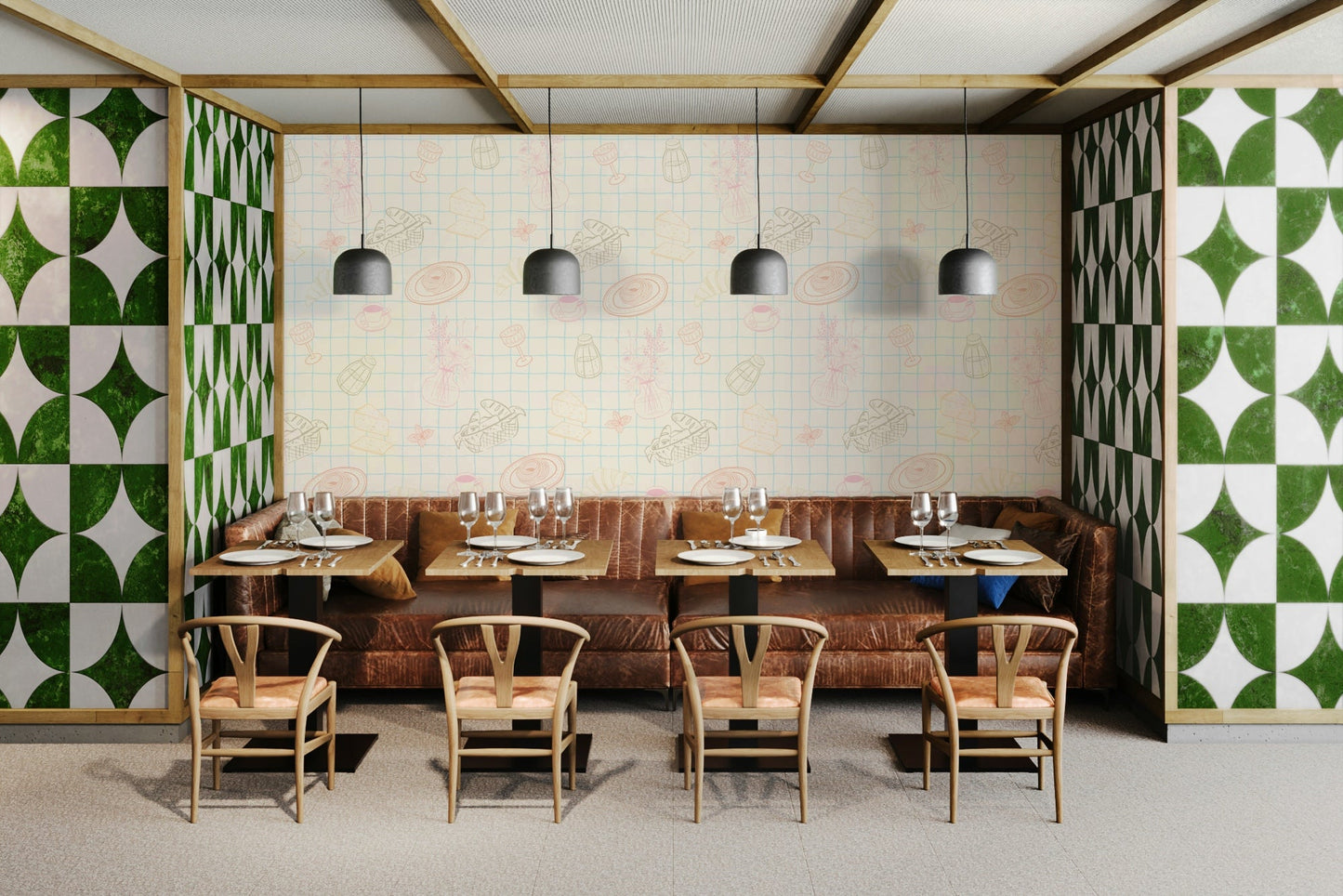 The composition is a harmonious, rhythmic pattern.

