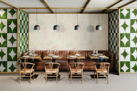 The composition is a harmonious, rhythmic pattern.

