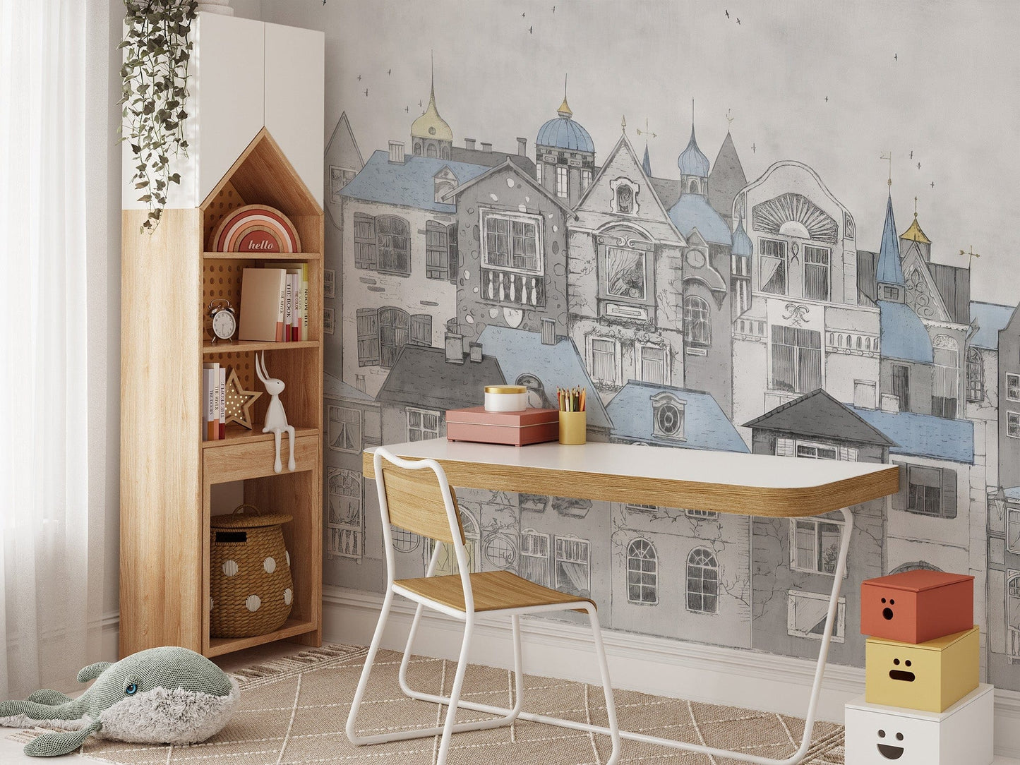 Whimsical wallpaper for calming nursery decor, C303