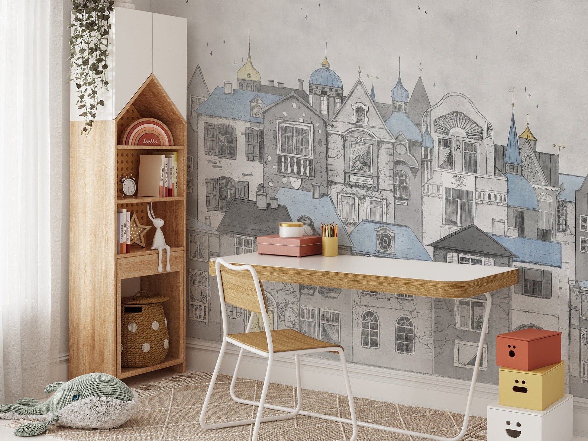 Whimsical wallpaper for calming nursery decor, C303