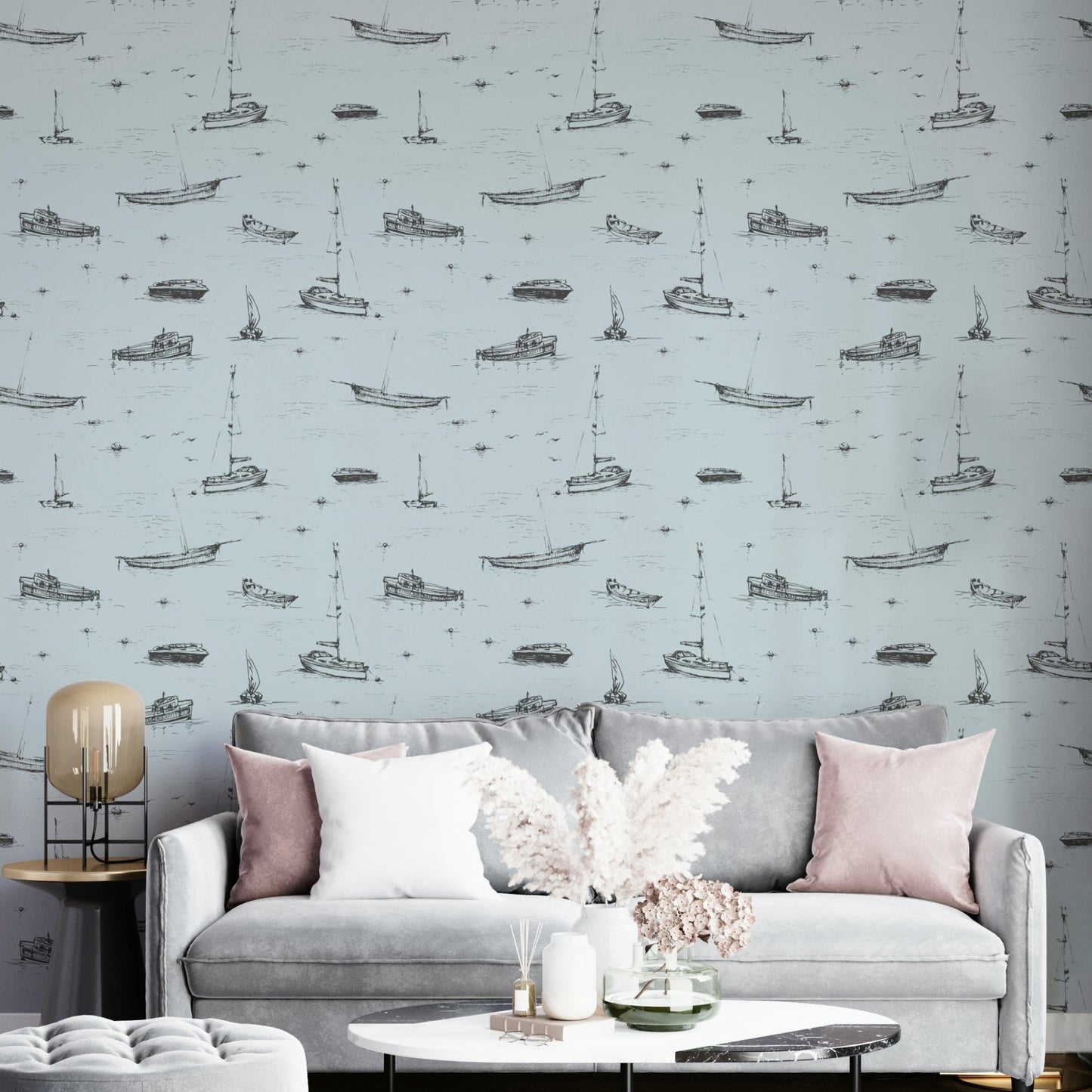 Black and white nautical wall mural, GD4418