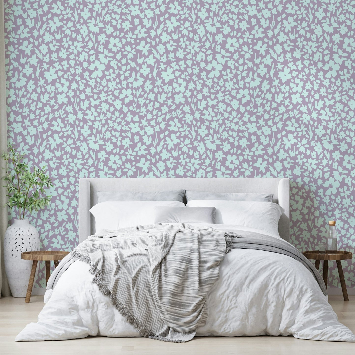 A nursery with a delicate sketched flower design

