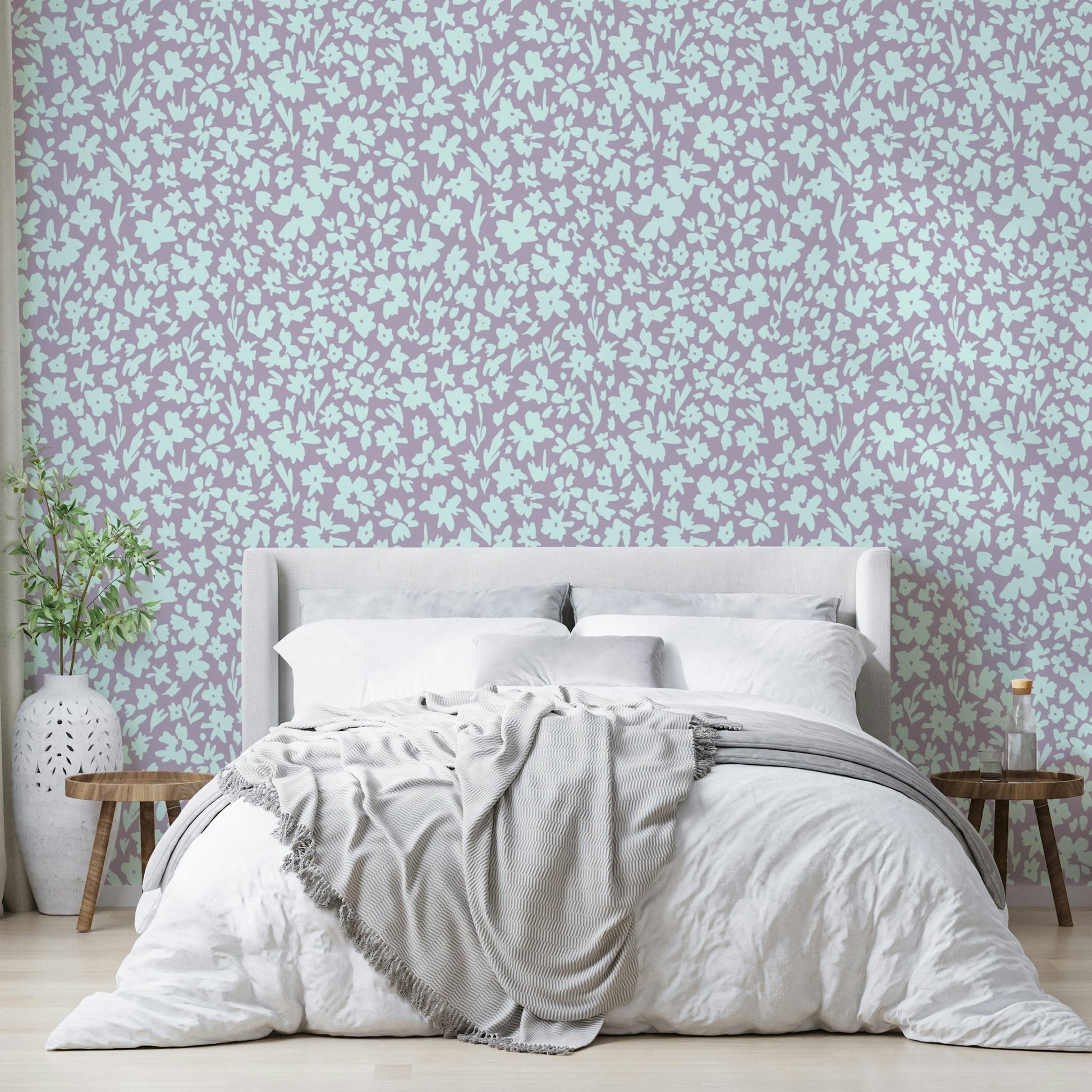 A nursery with a delicate sketched flower design


