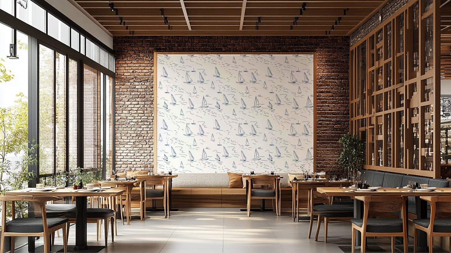 Black and white nautical wall mural

