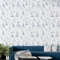 Detailed view of the sketched sailboats lines


