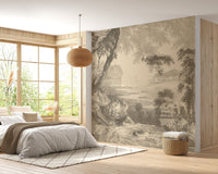 Classic sketched sepia forest wallpaper A372