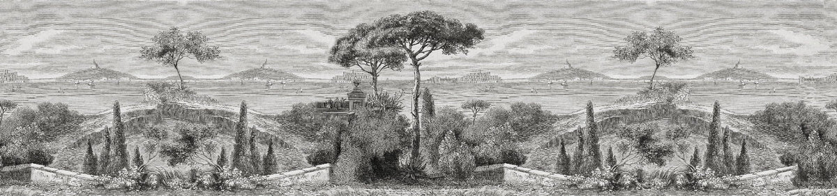 Sketchy Black & White River View Forest Tree Wallpaper - Giffywalls, A465