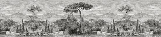 Sketchy Black & White River View Forest Tree Wallpaper - Giffywalls, A465