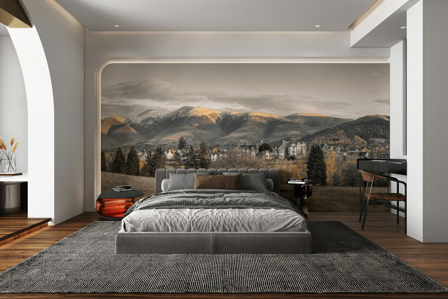 Mountain wallpaper with countryside view

