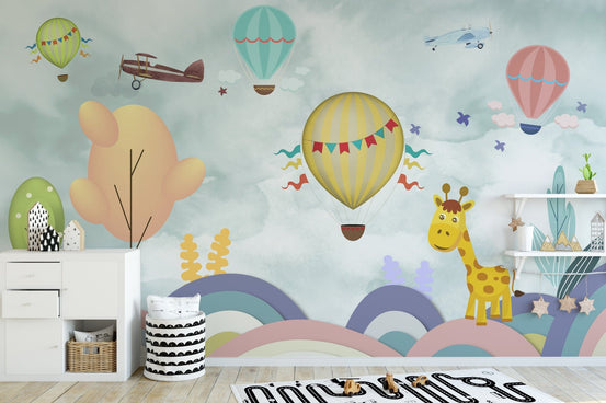 Hot Air Balloon Cartoon Wallpaper Mural
 A536
