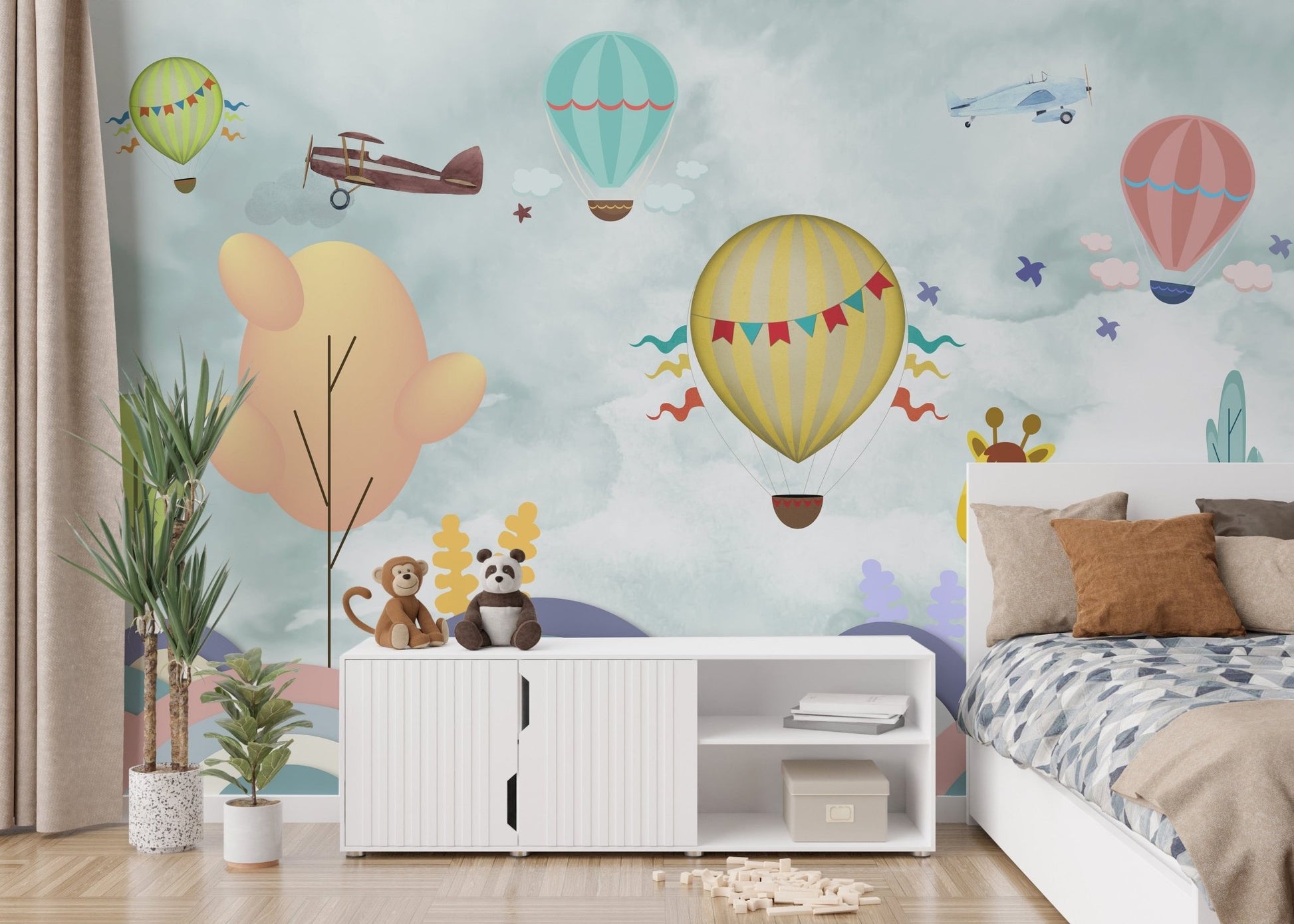 Bright Hot Air Balloon Wallpaper Mural
