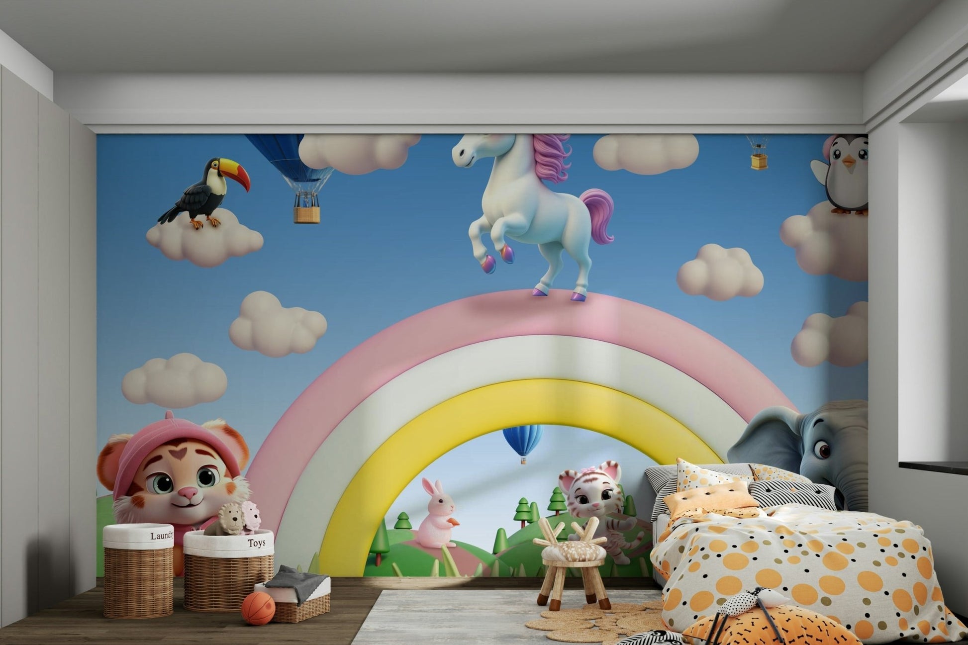 Serene sky scene with gentle characters

