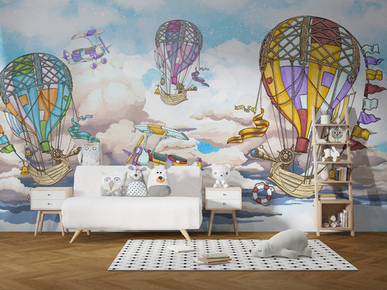 Hot air balloons wallpaper for kids' rooms A588