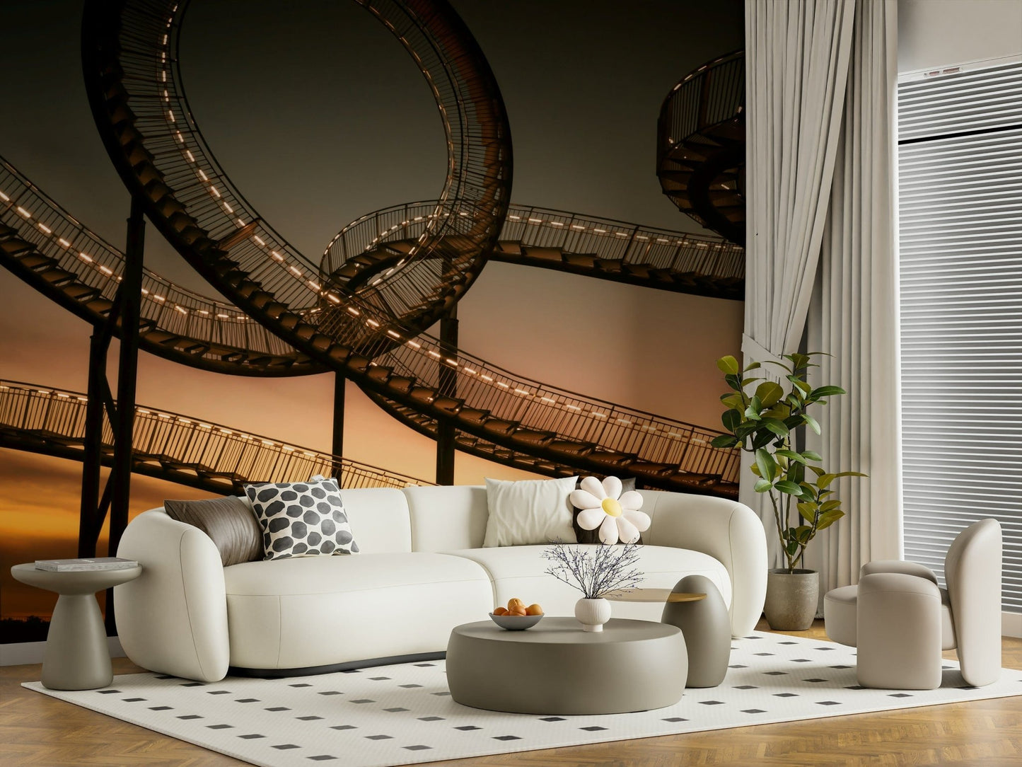 A serene elevated pattern wall mural for inspiring decor.