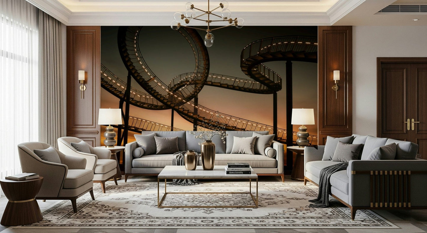 An artistic minimalist form mural for home decor.
