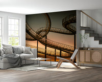 A graceful subtle pattern wall mural in cool, natural tones.