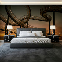 A calming abstract design wallpaper mural that defines a space.