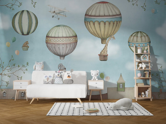 Kids wonderland balloons wallpaper mural
