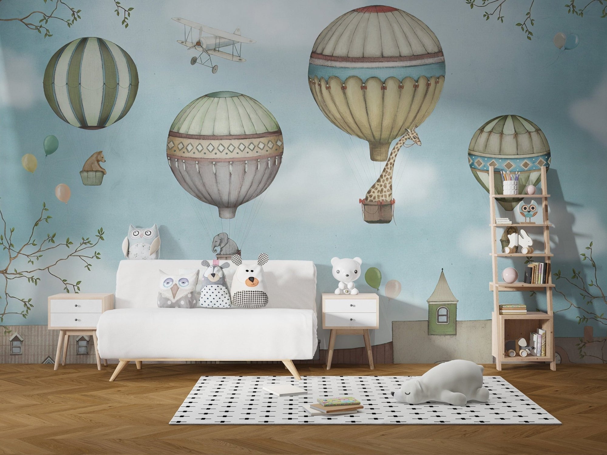 Kids wonderland balloons wallpaper mural, A433